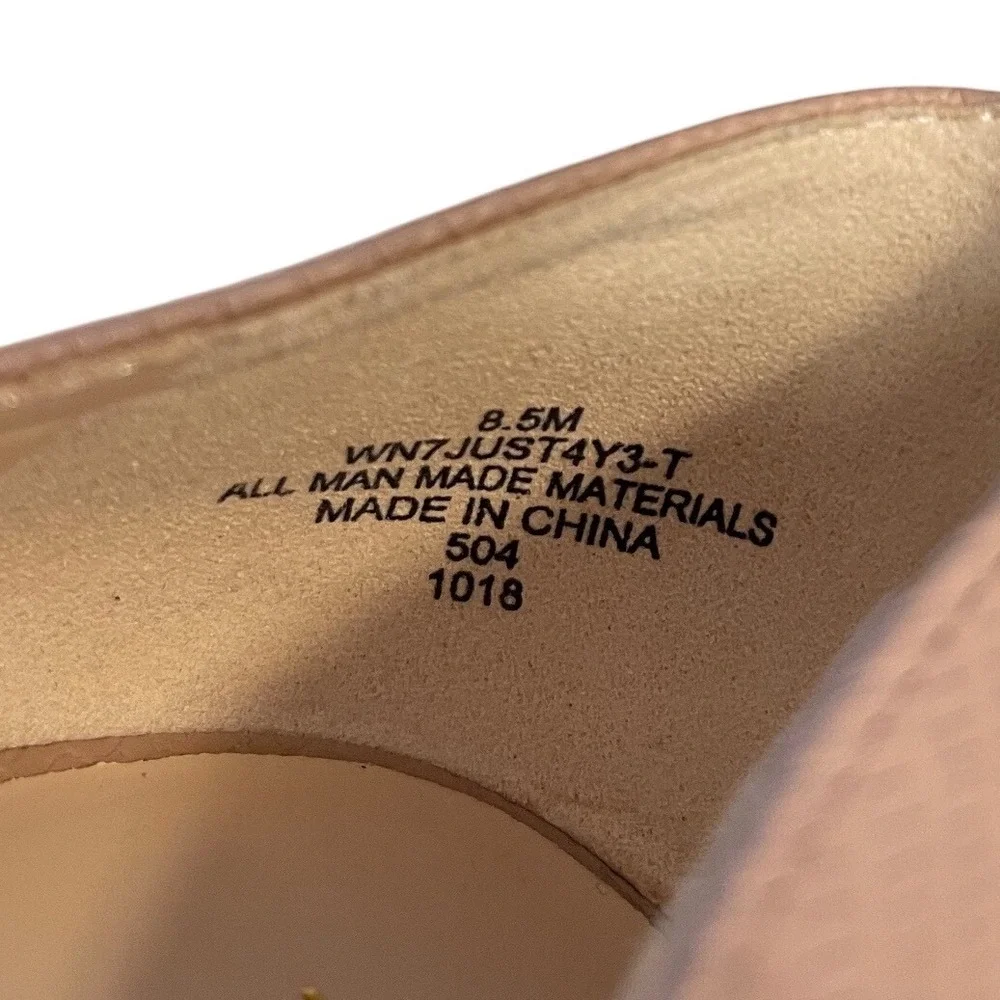 Nine West Just4y3 d'Orsay‎ Pumps Nude Lizard Embossed Pointed Toe Heels 8.5M